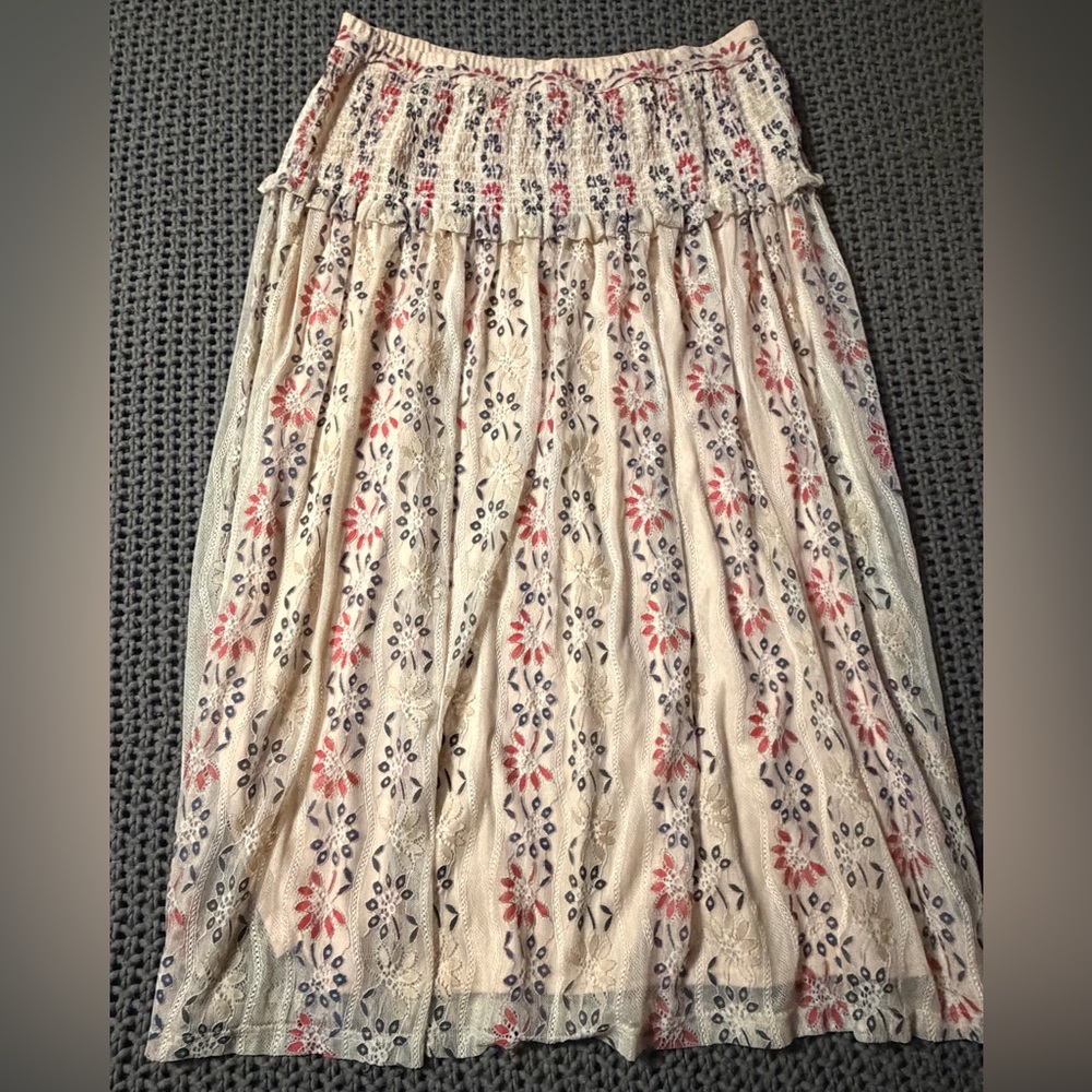 V Cristina High-waisted Floral Crochet Maxi Skirt Size XL Boho Cottagecore